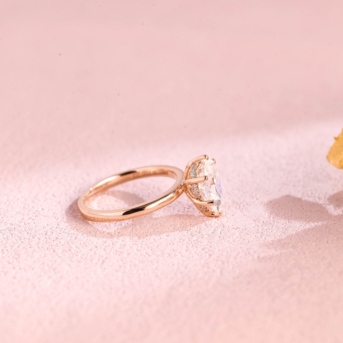 2.0 CT Pear Moissanite Hidden Halo Engagement Ring