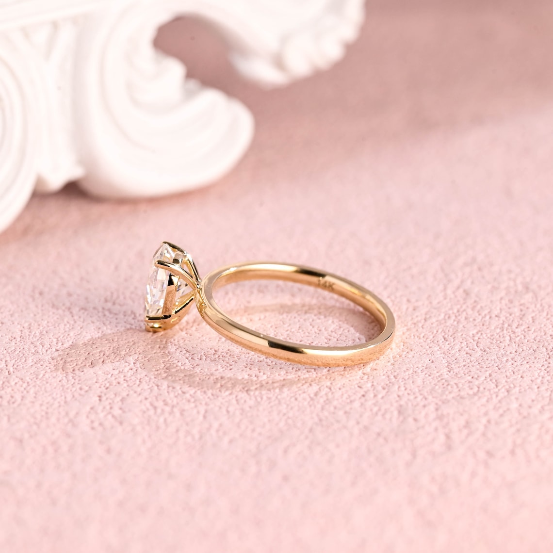 1.5 CT Pear Moissanite Solitaire Engagement Ring