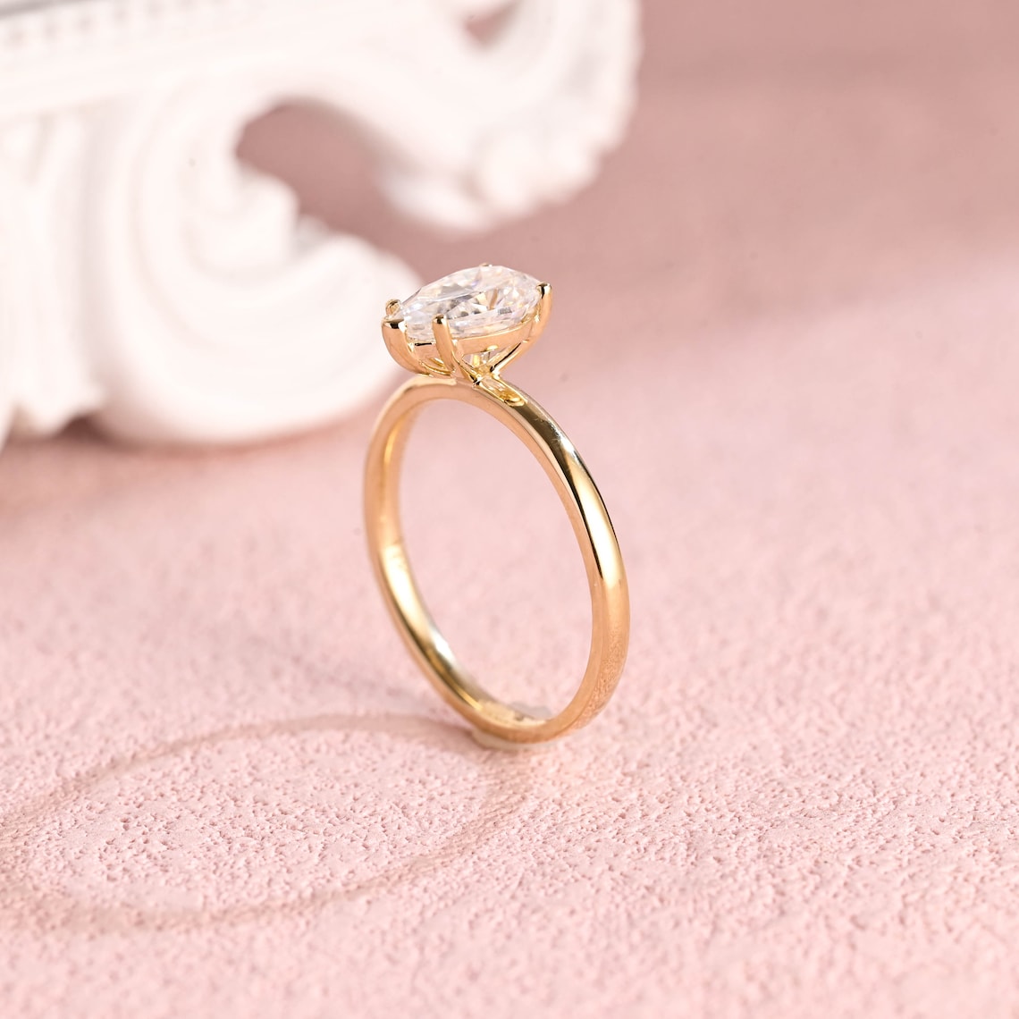 1.5 CT Pear Moissanite Solitaire Engagement Ring