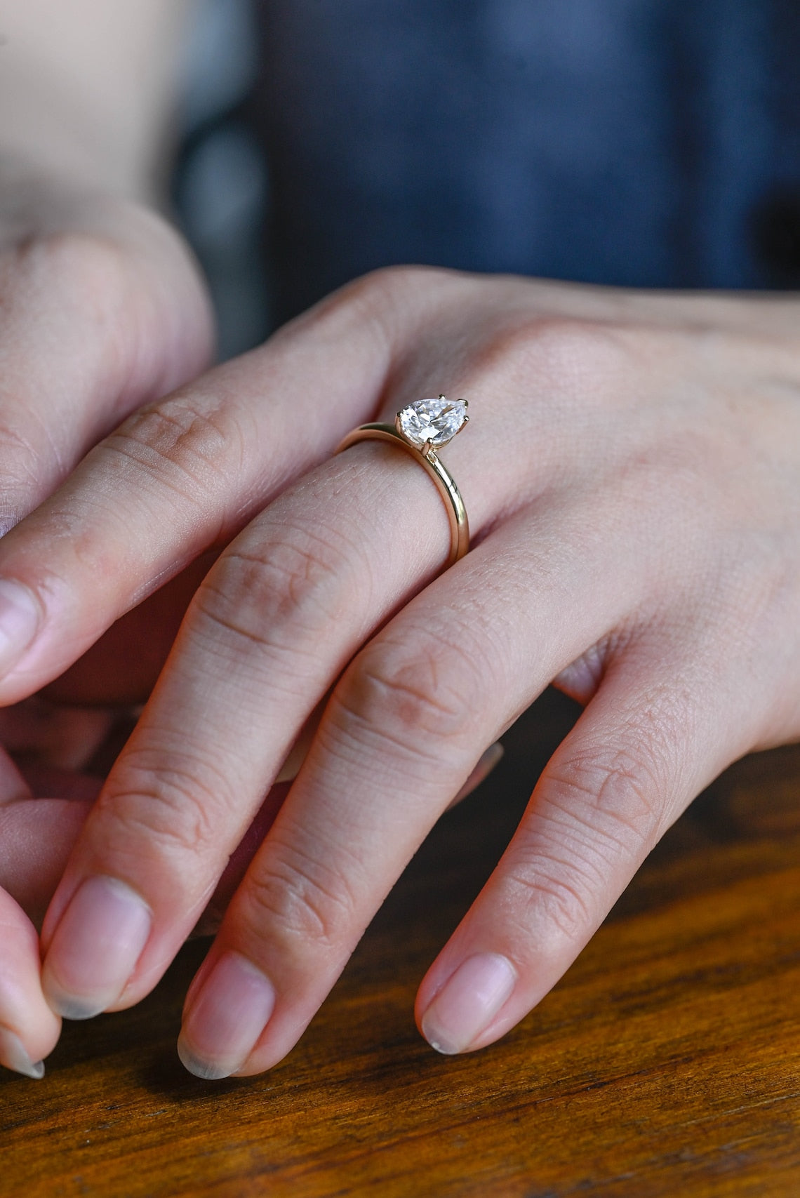 1.5 CT Pear Moissanite Solitaire Engagement Ring