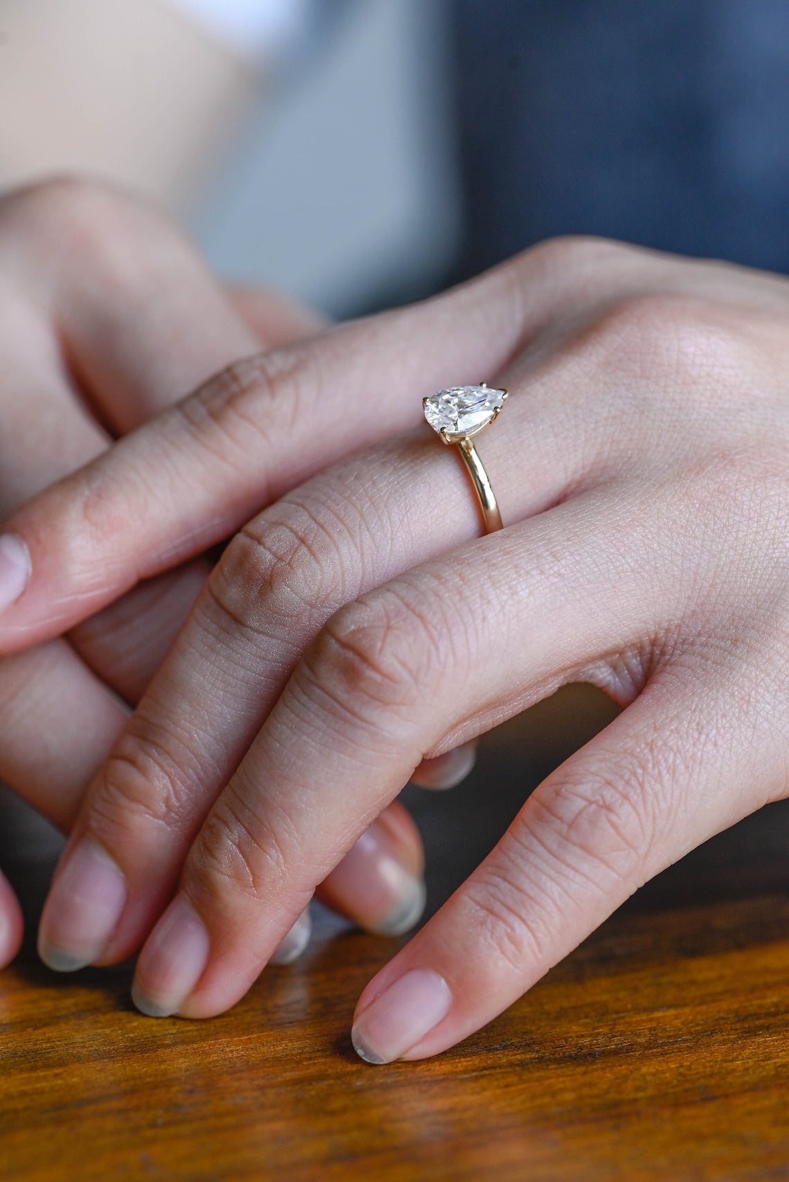 1.5 CT Pear Moissanite Solitaire Engagement Ring