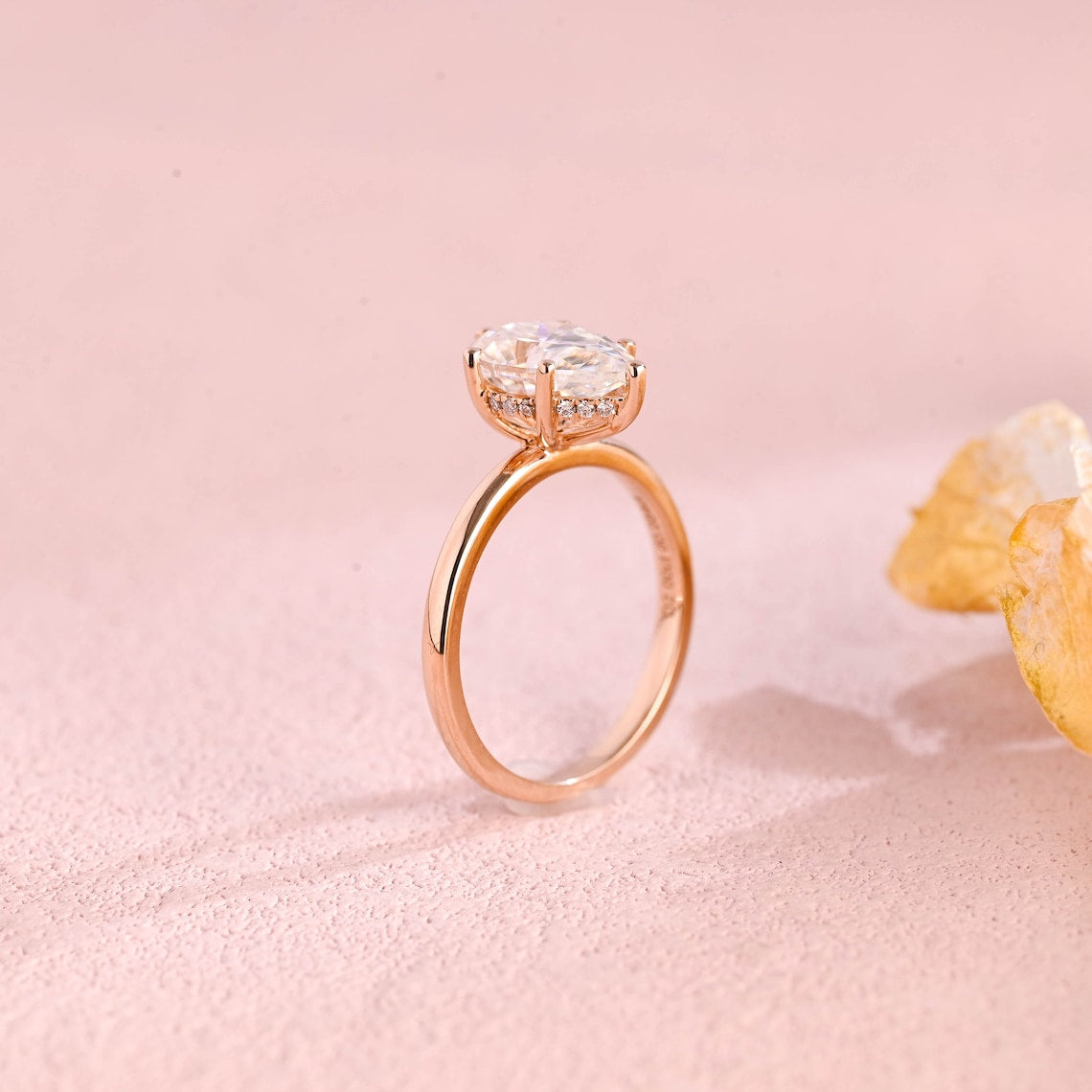 2.0 CT Pear Moissanite Hidden Halo Engagement Ring