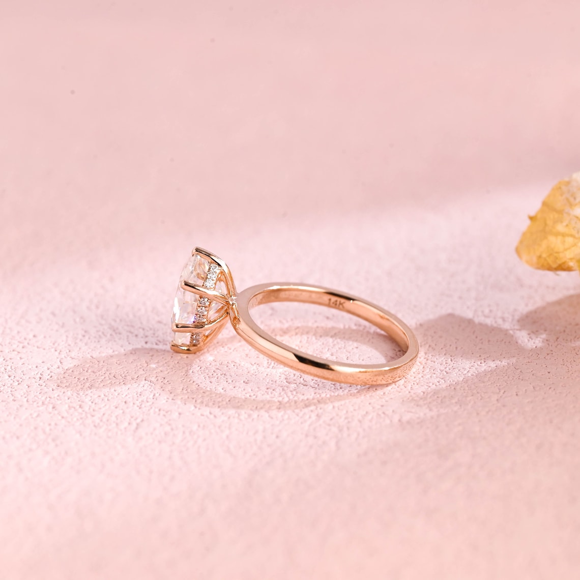 2.0 CT Pear Moissanite Hidden Halo Engagement Ring