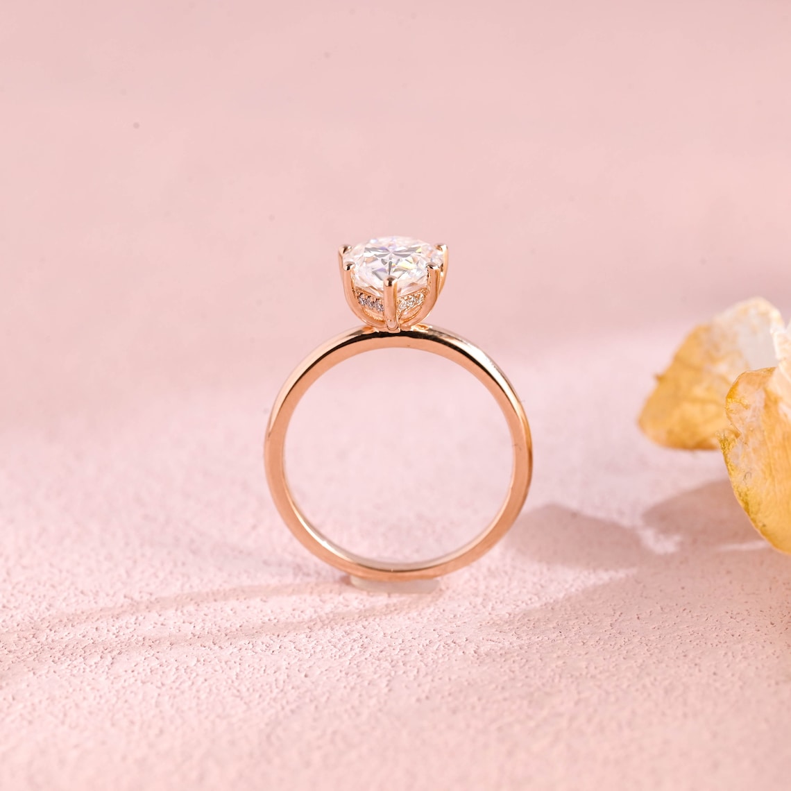 2.0 CT Pear Moissanite Hidden Halo Engagement Ring