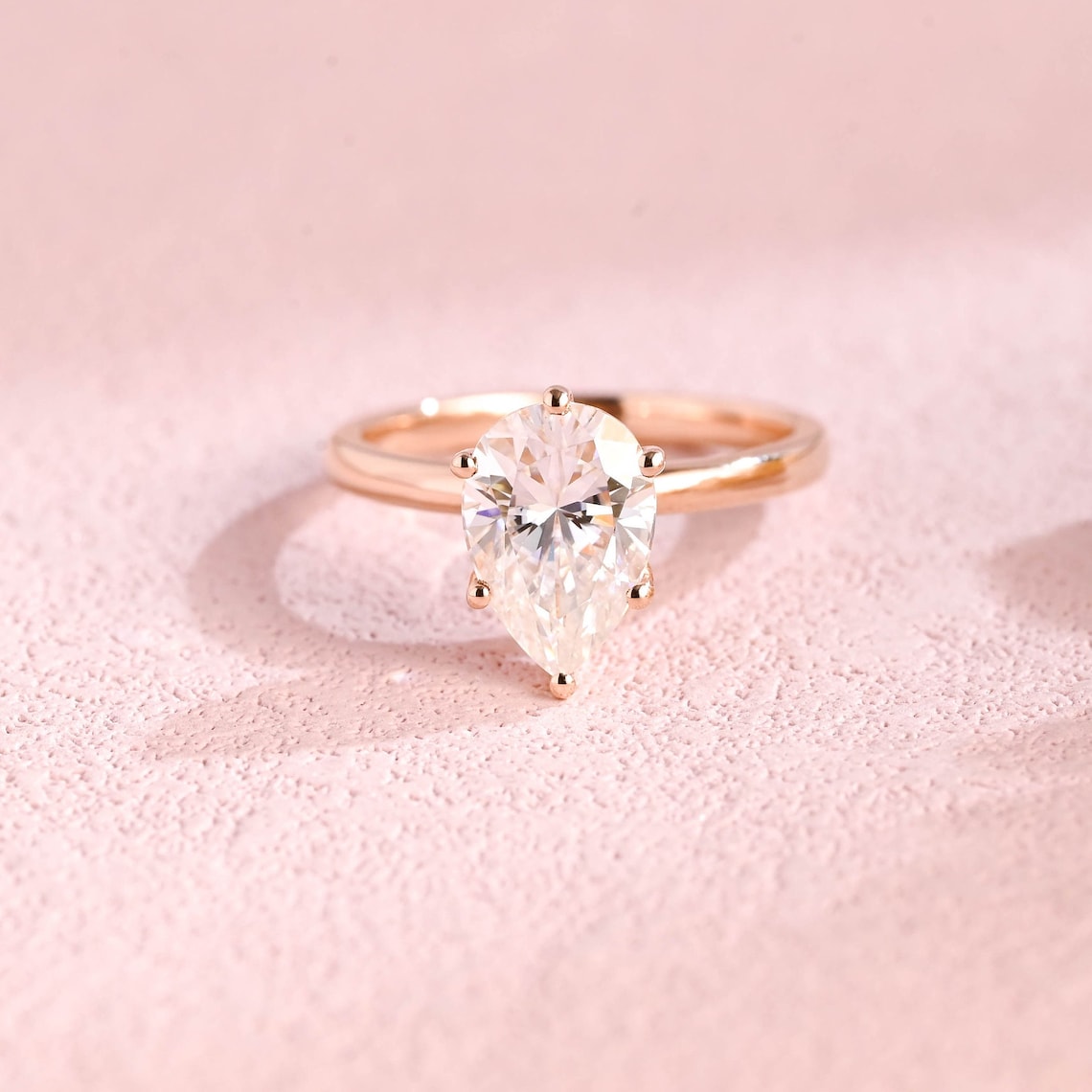 2.0 CT Pear Moissanite Hidden Halo Engagement Ring