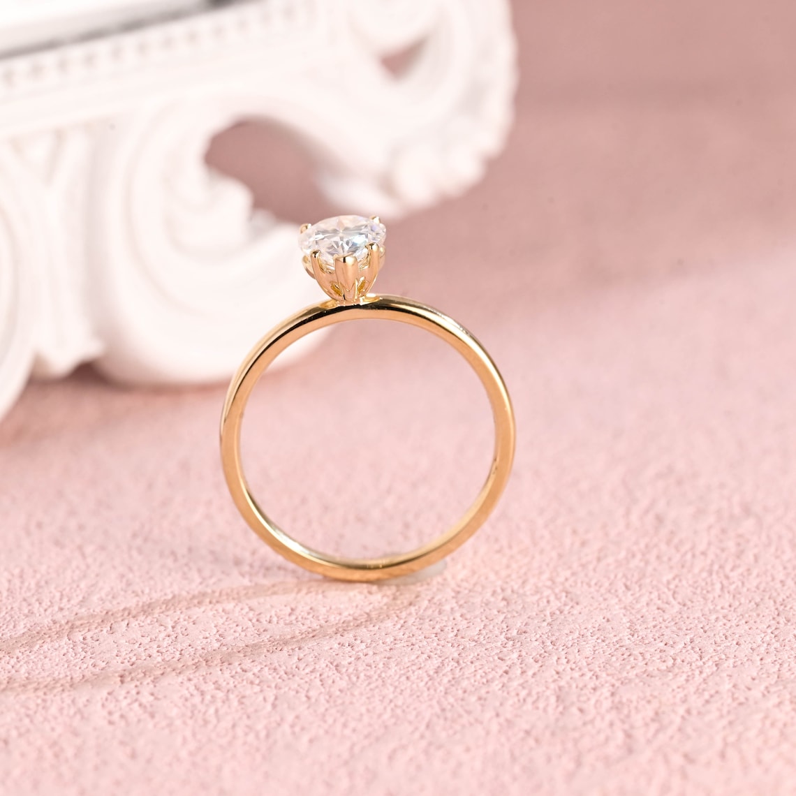 1.5 CT Pear Moissanite Solitaire Engagement Ring