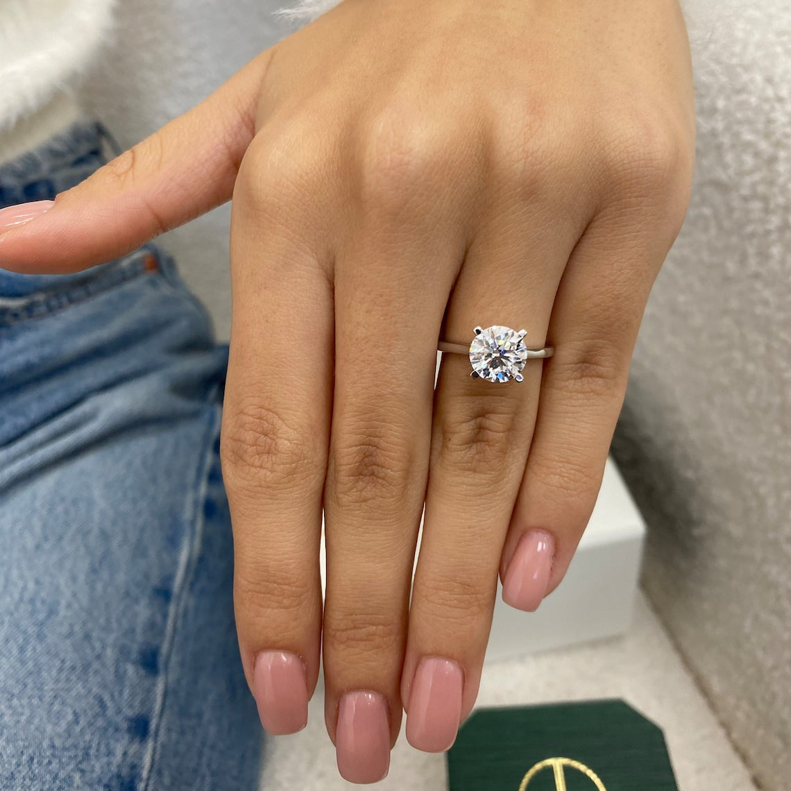 2.0 CT Round Moissanite Solitaire Engagement Ring