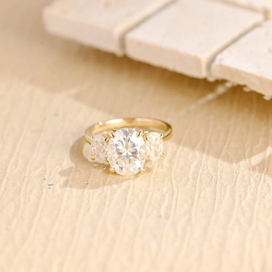 1.50 CT Oval Cut Three Stone Moissanite Engagement Ring