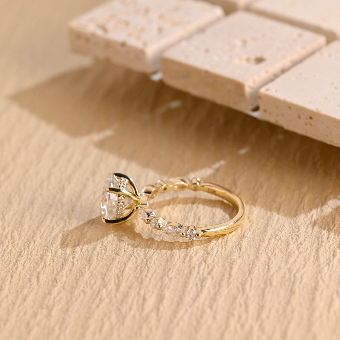 1.50 CT Oval Cut Hidden Halo Moissanite Engagement Ring
