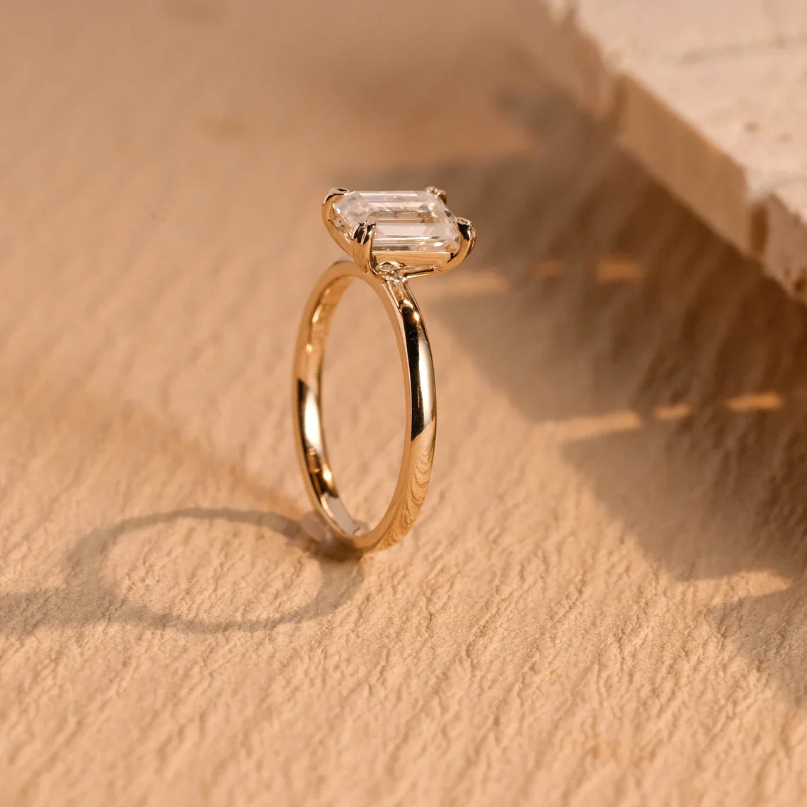 1.50 CT Emerald Cut Diamond Solitaire Moissanite Engagement Ring