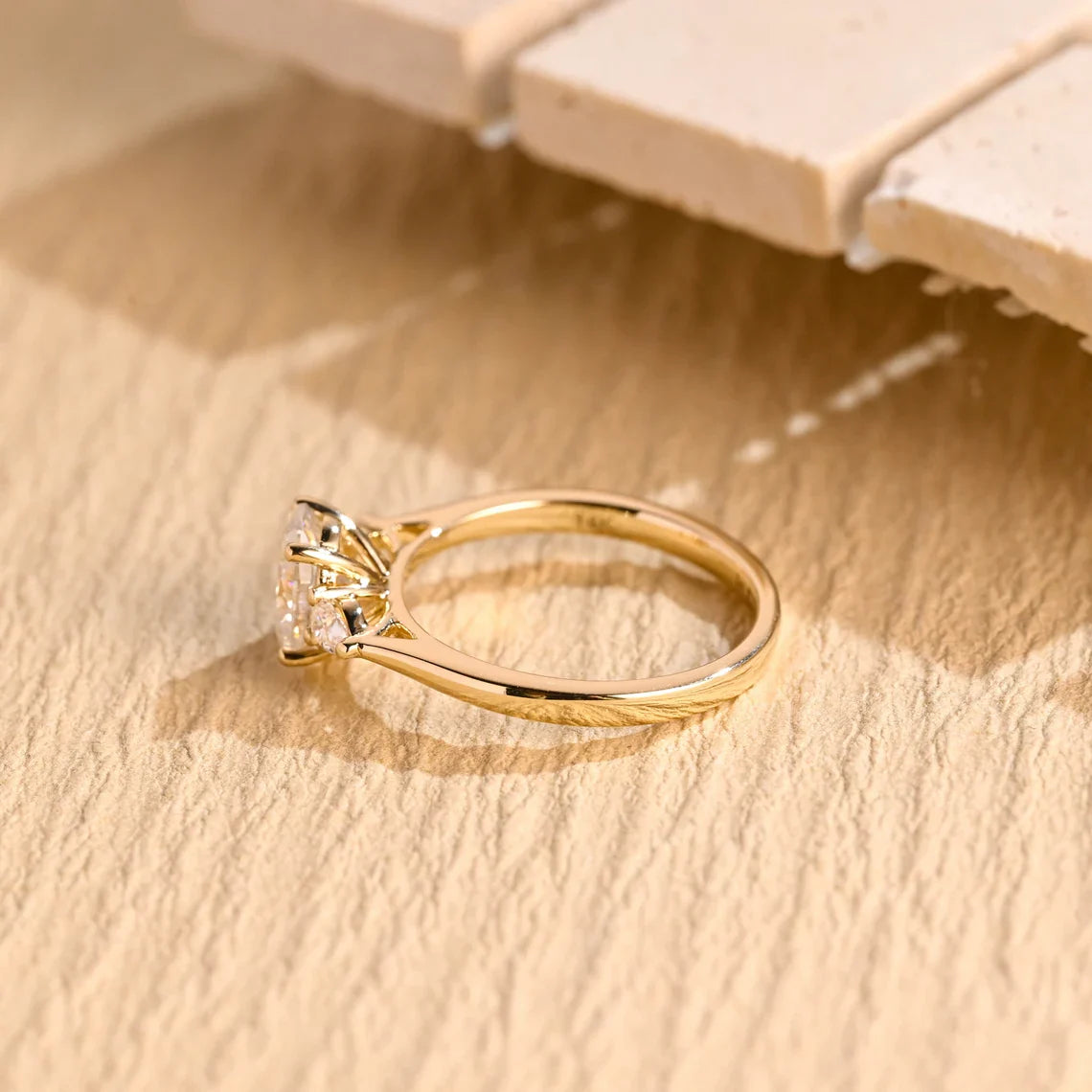 1.0 CT Oval Cut Three Stone Moissanite Engagement Ring