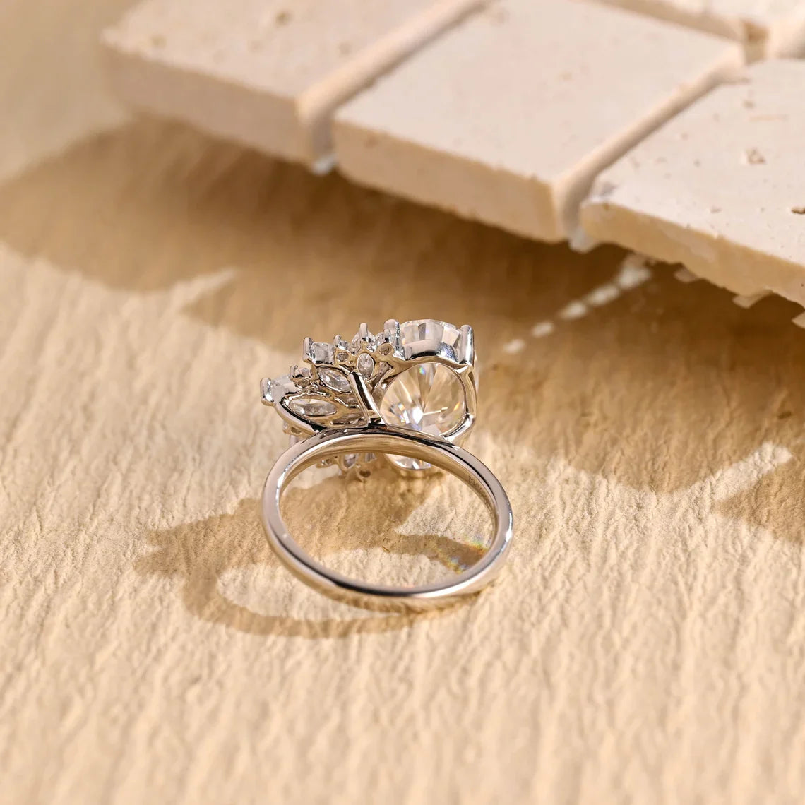 3.50 CT Oval Cut Cluster Diamond Moissanite Engagement Ring