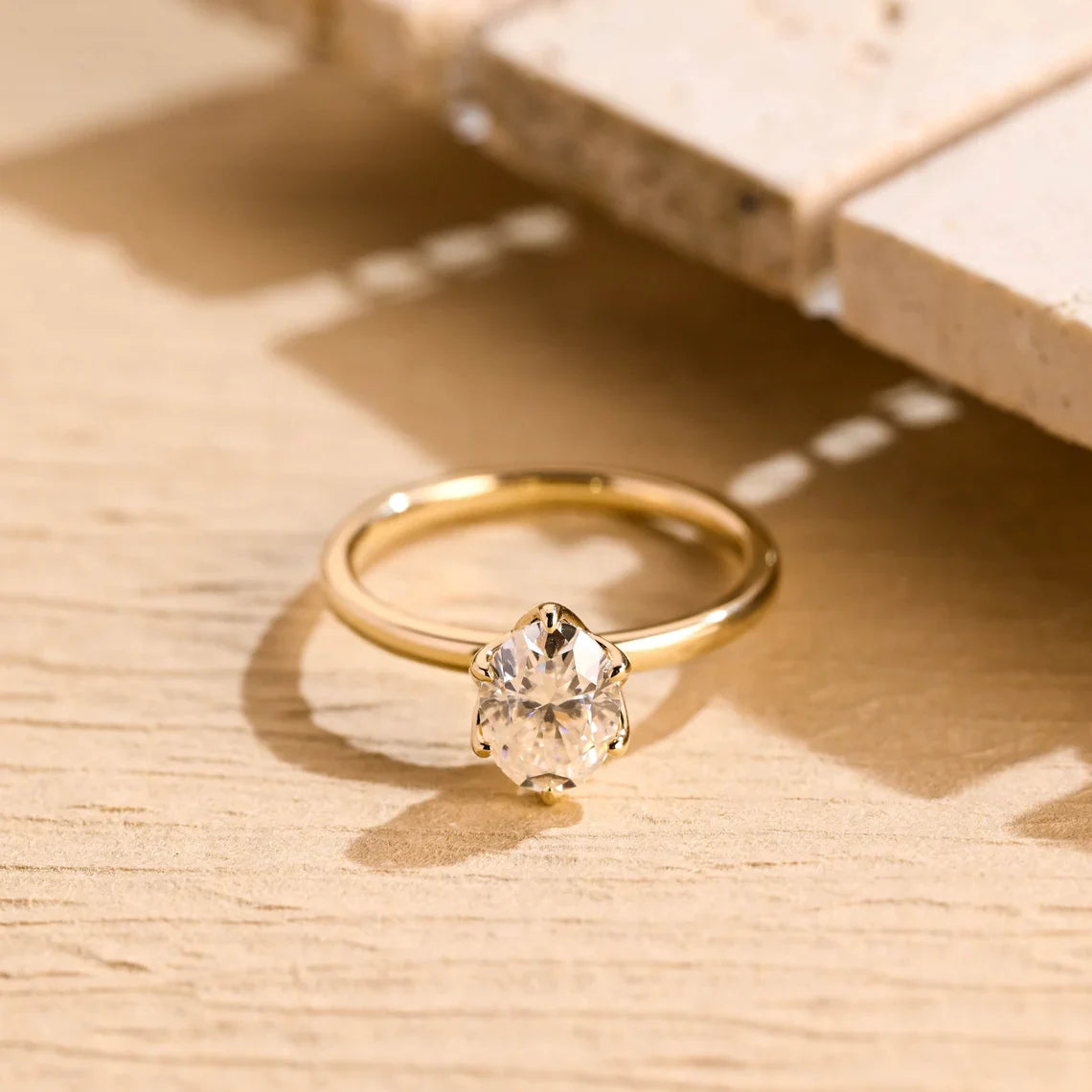 1.0 CT Oval Diamond Solitaire Moissanite Engagement Ring