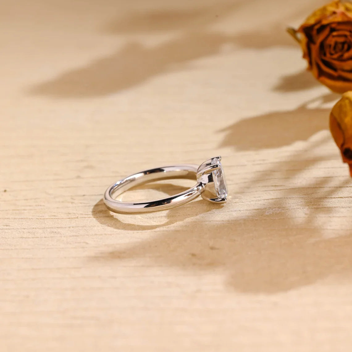 1.0 CT Oval Cut Unique Solitaire Diamond Moissanite Engagement Ring