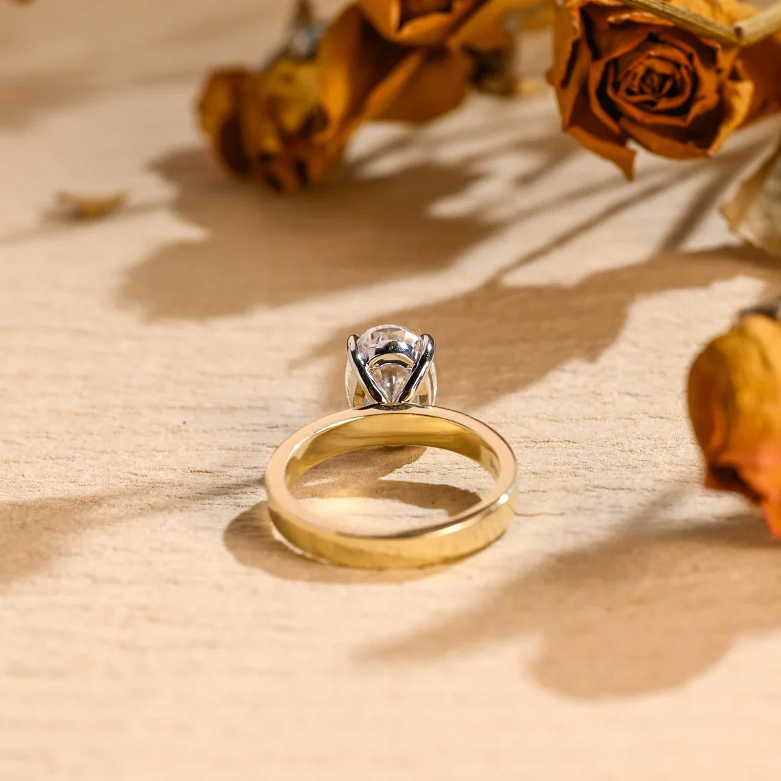 2.0 CT Oval Cut Wide Band Solitaire Moissanite Engagement Rin
