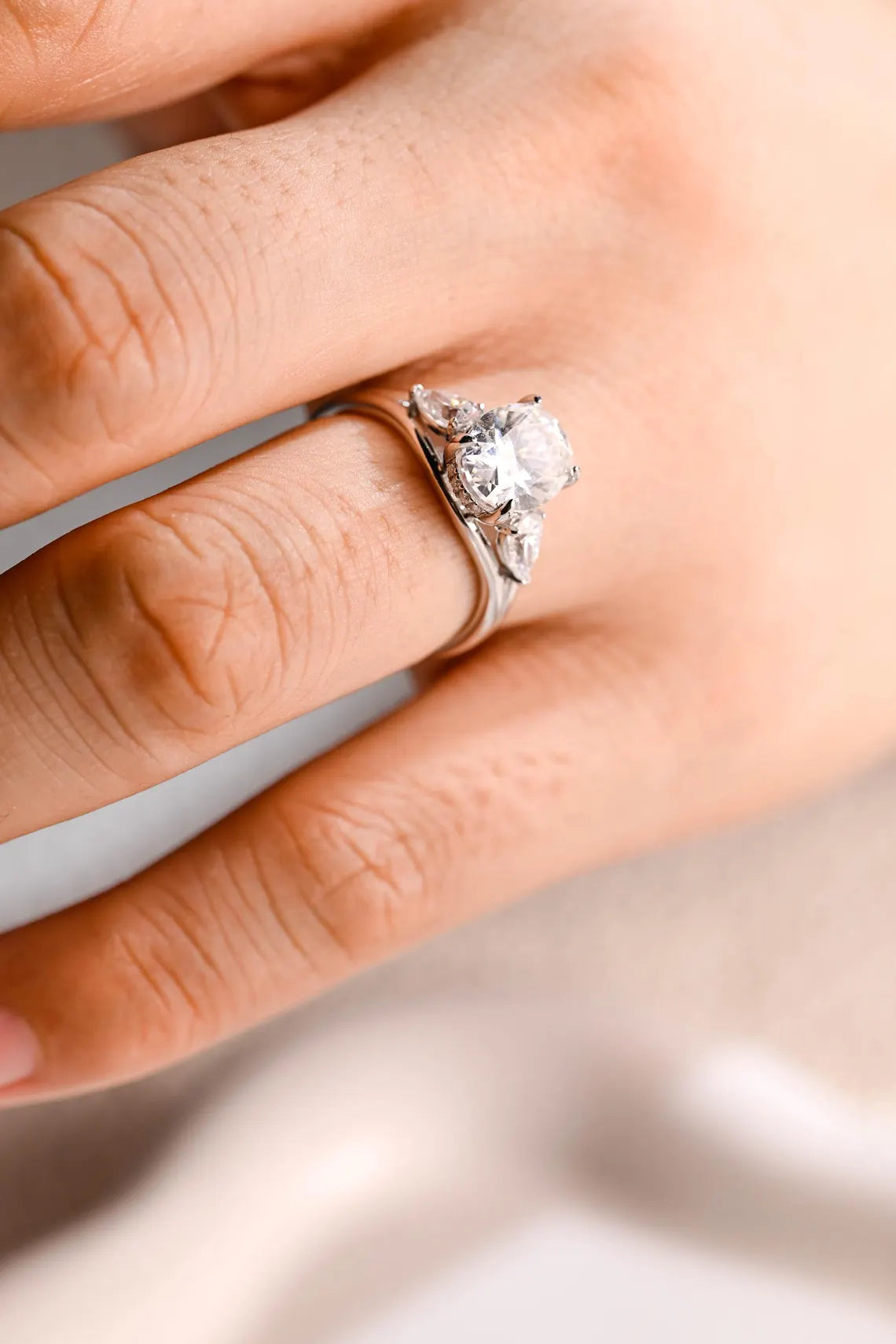 1.50 CT Oval Cut Three Stone Moissanite Engagement Ring
