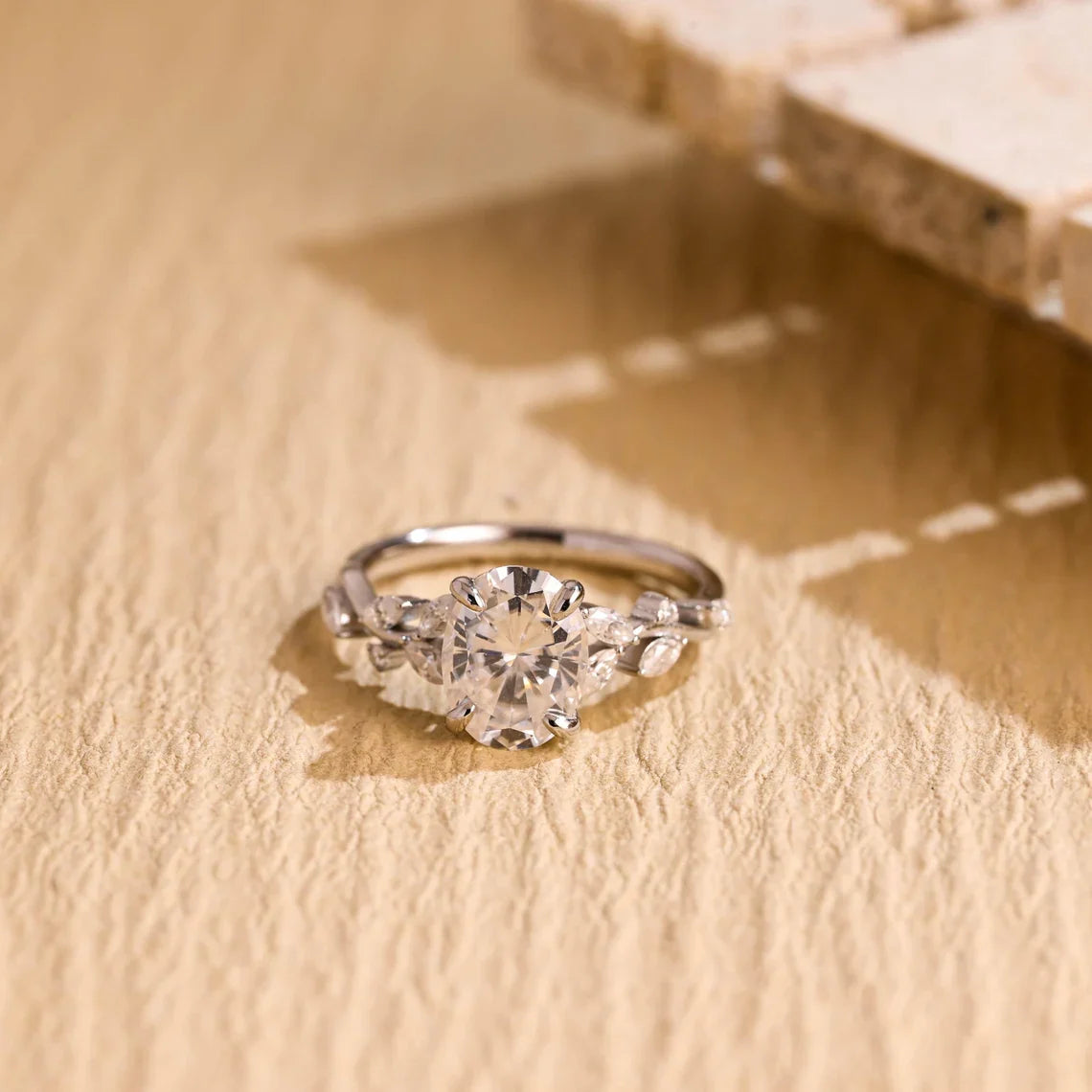 1.0 CT Oval Cut Cluster Diamond Moissanite Engagement Ring