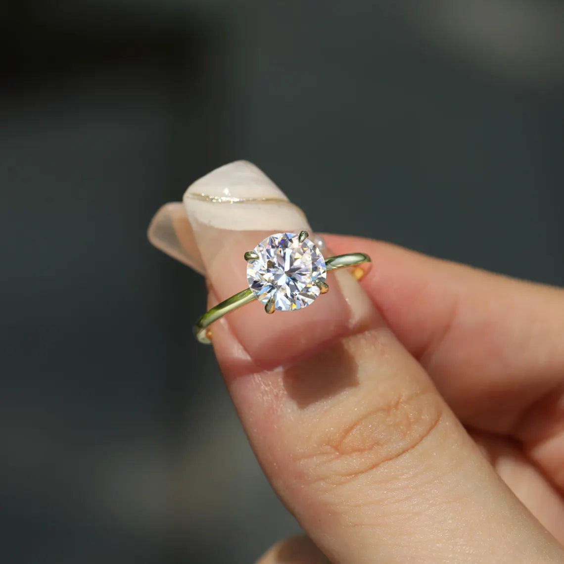 2.0CT Round Brilliant Cut Solitaire Diamond Moissanite Engagement Ring