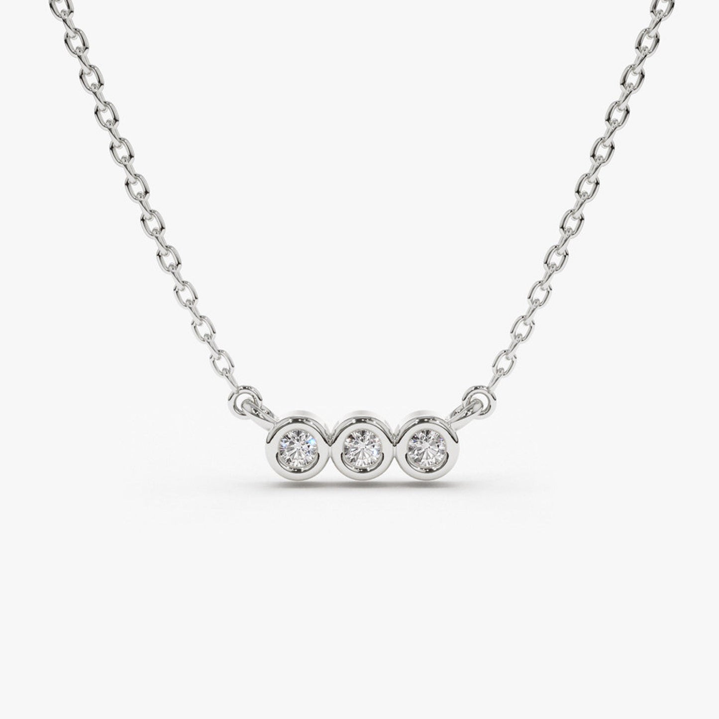 0.10 TCW Round Moissanite Bezel Necklace