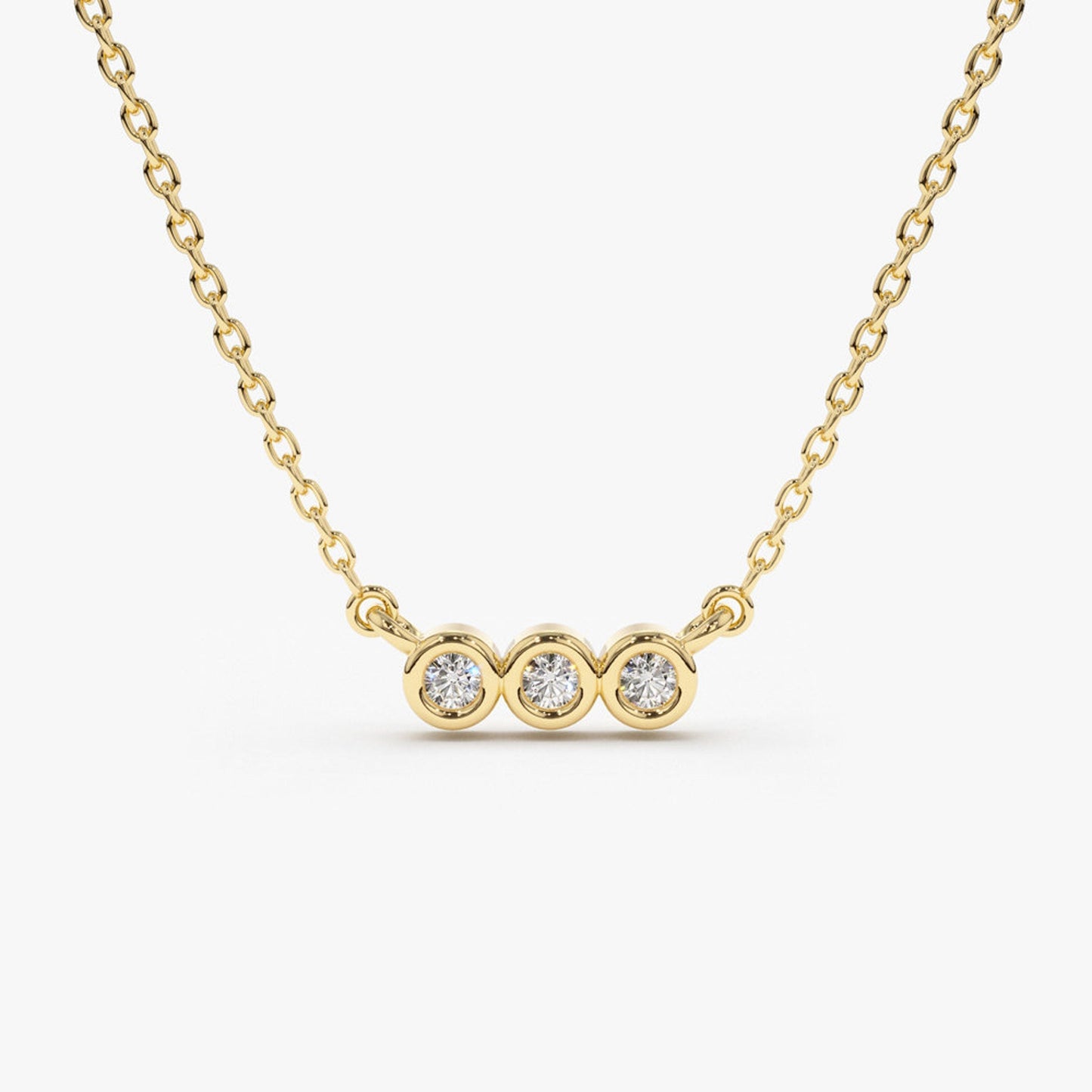 0.10 TCW Round Moissanite Bezel Necklace