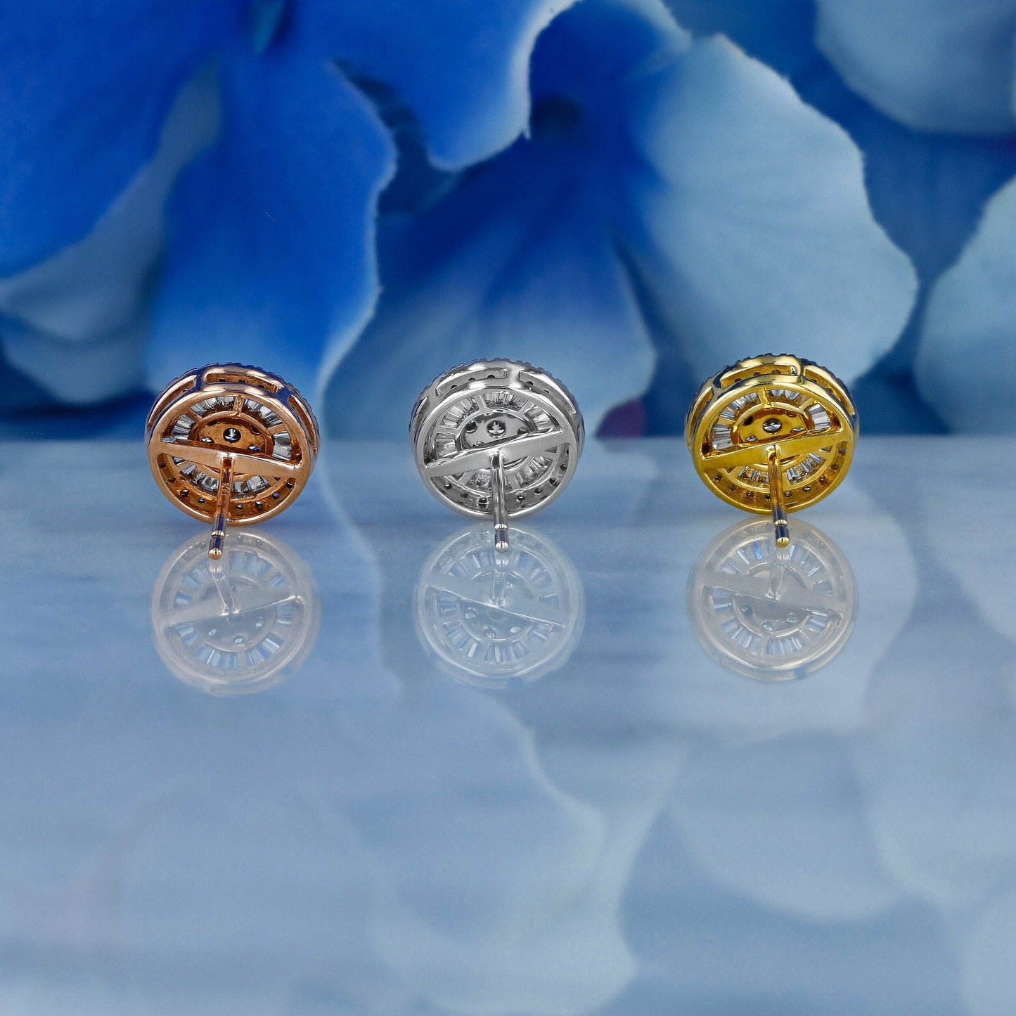 0.83 TCW Round & Baguette Moissanite Diamond Cluster Stud Earrings