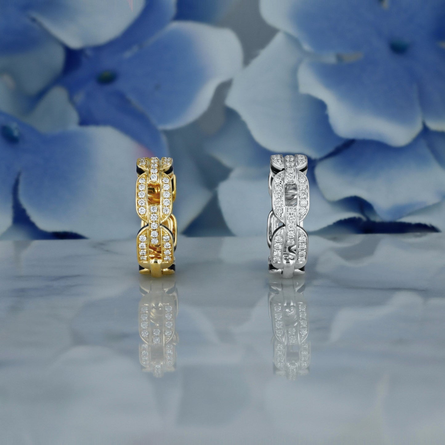 0.45 TCW Round Moissanite Diamond Link Hoop Earrings