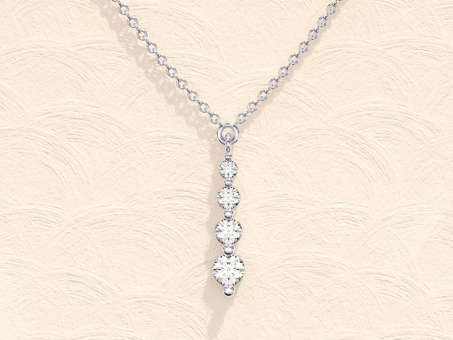 0.11 TCW Round Moissanite Diamond Drop Pendant Necklace
