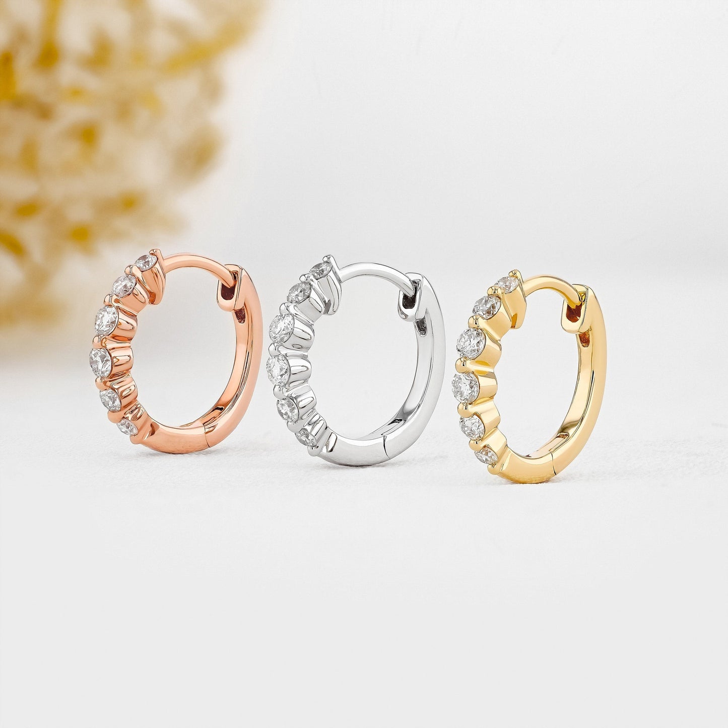 0.25 TCW-0.34 TCW Round Moissanite Diamond Hoop Earrings