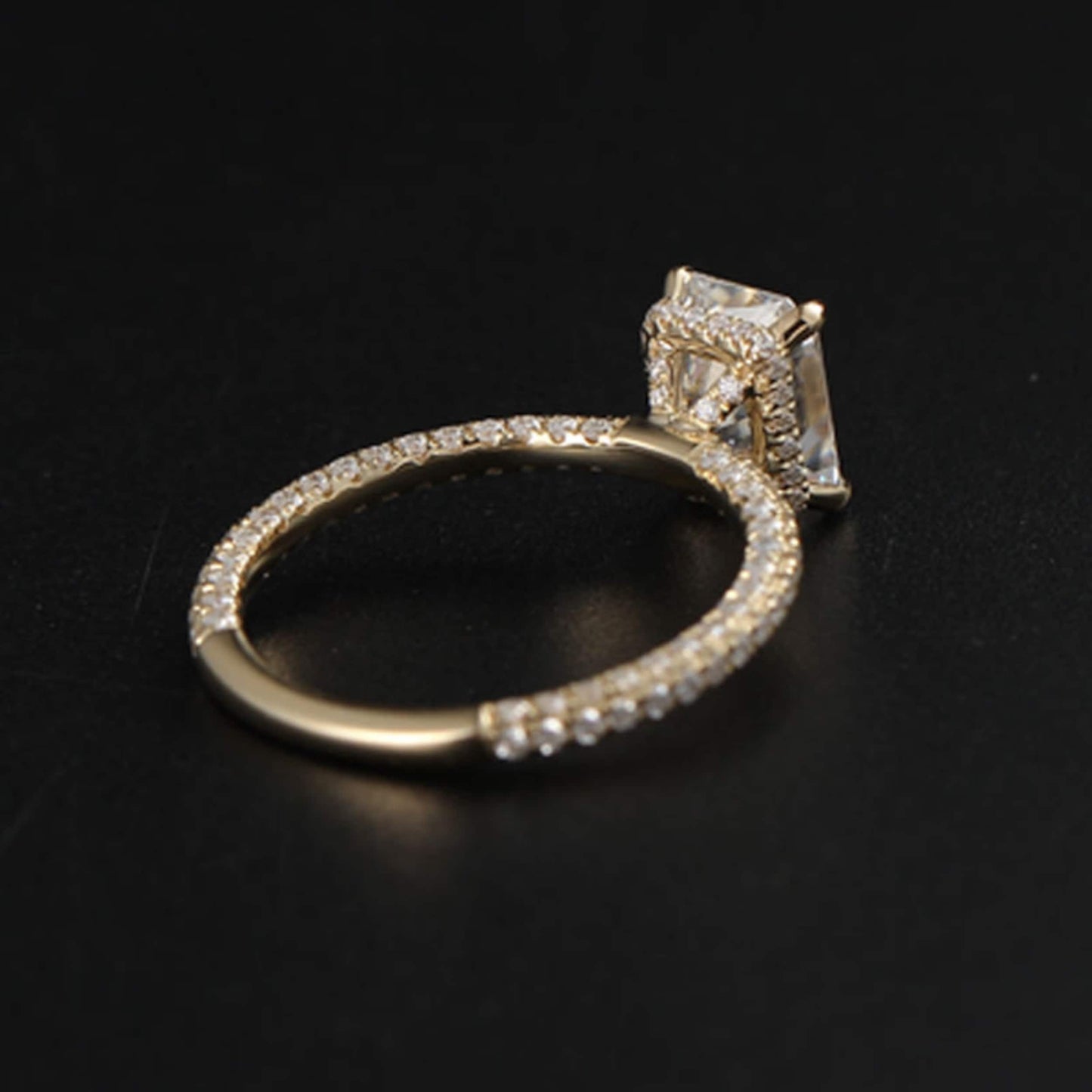 3.65 CT Radiant Moissanite Hidden Halo Pave Setting Engagement Ring