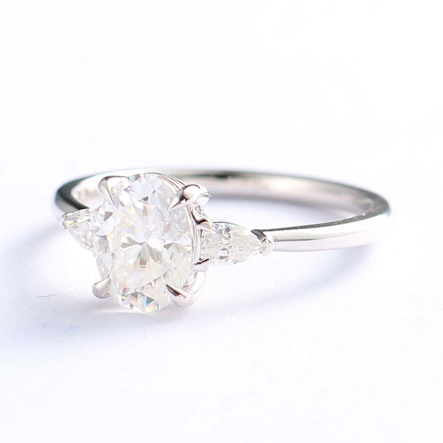 2.78 CT Oval Moissanite Three Stone Engagement Ring