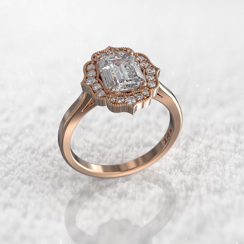 2ct Emerald Cut Diamond Moissanite Engagement Ring