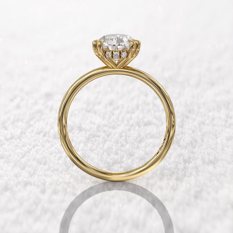 2CT Pear Diamond Hidden Halo Moissanite Engagement Ring