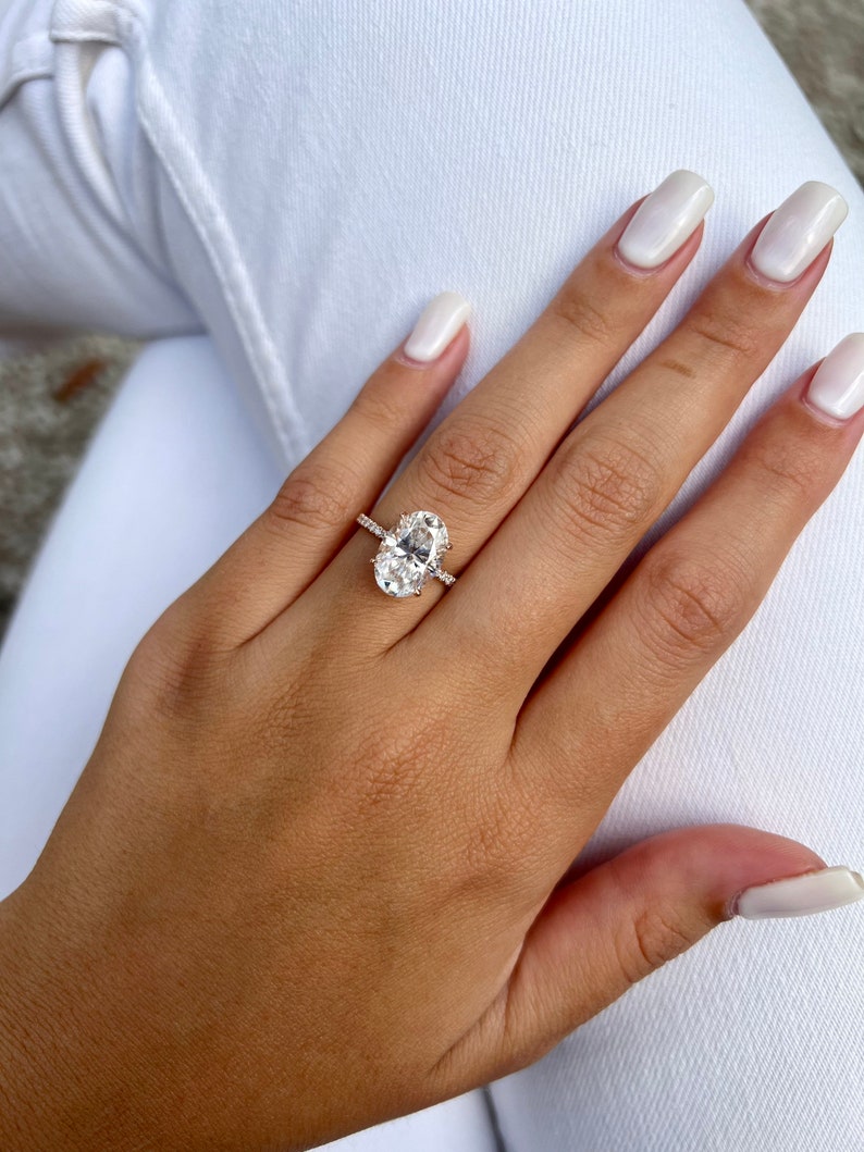 3.5CT Oval Diamond Moissanite Engagement Ring