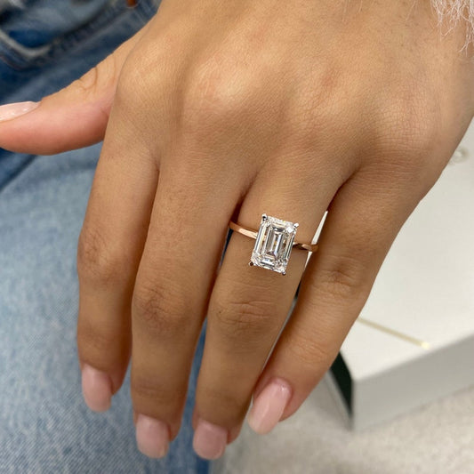 3.0 CT Emerald Moissanite Solitaire Two Tone Engagement Ring