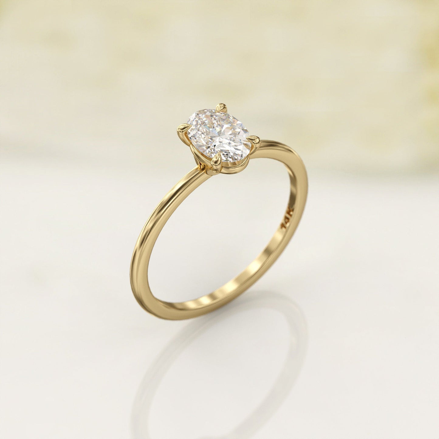 0.8 CT Oval Cut Moissanite Four Prong Diamond Engagement Ring