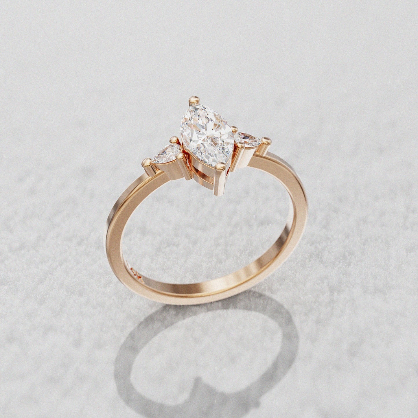 0.7 CT Marquise Cut Moissanite Three Stone Engagement Ring