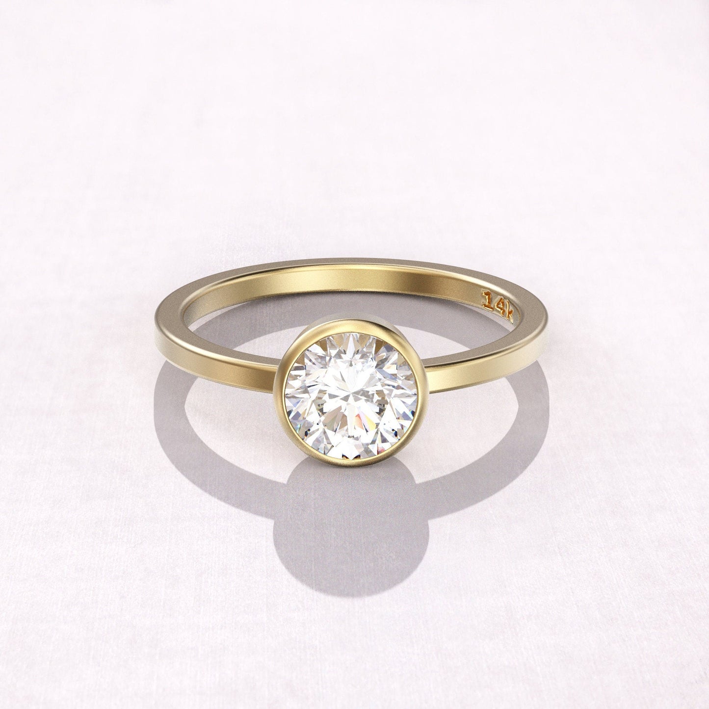 2.0 CT Round Cut Solitaire Moissanite Diamond Bezel Engagement Ring