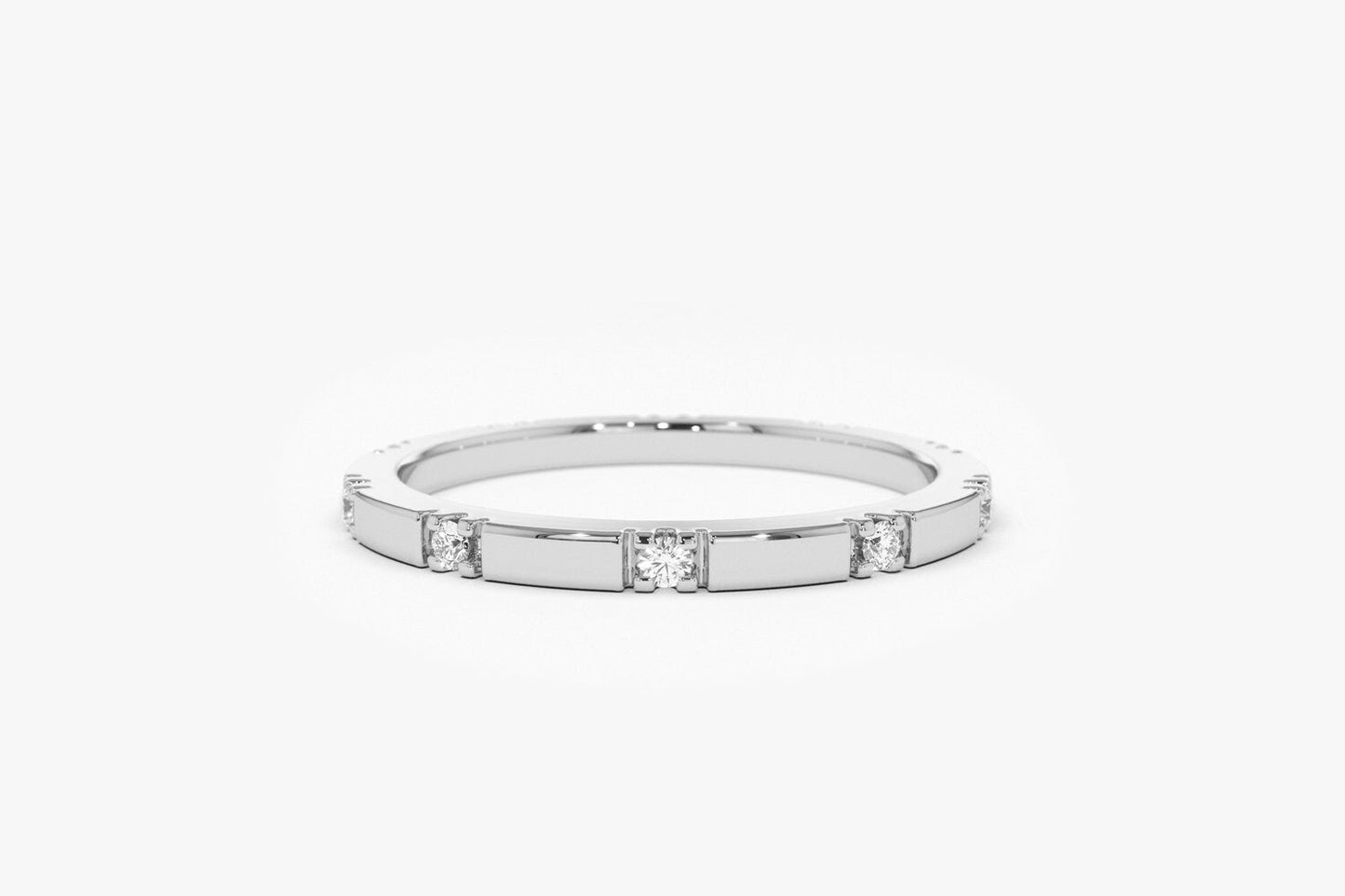 Round Cut Diamond Eternity Stackable Thin Band for Her