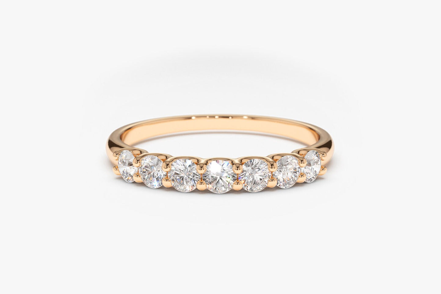 Round Cut Shared Prongs Diamond Band for Women