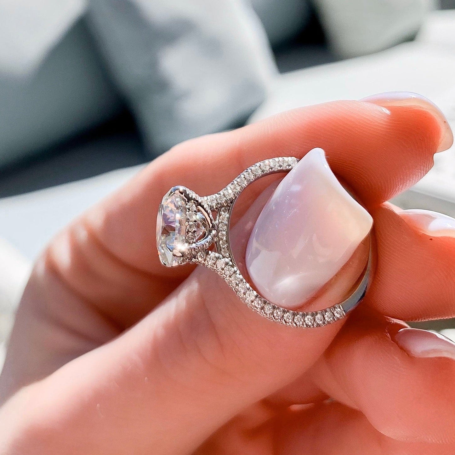 2.50CT Round Cut Hidden Halo Moissanite Diamond Engagement Ring