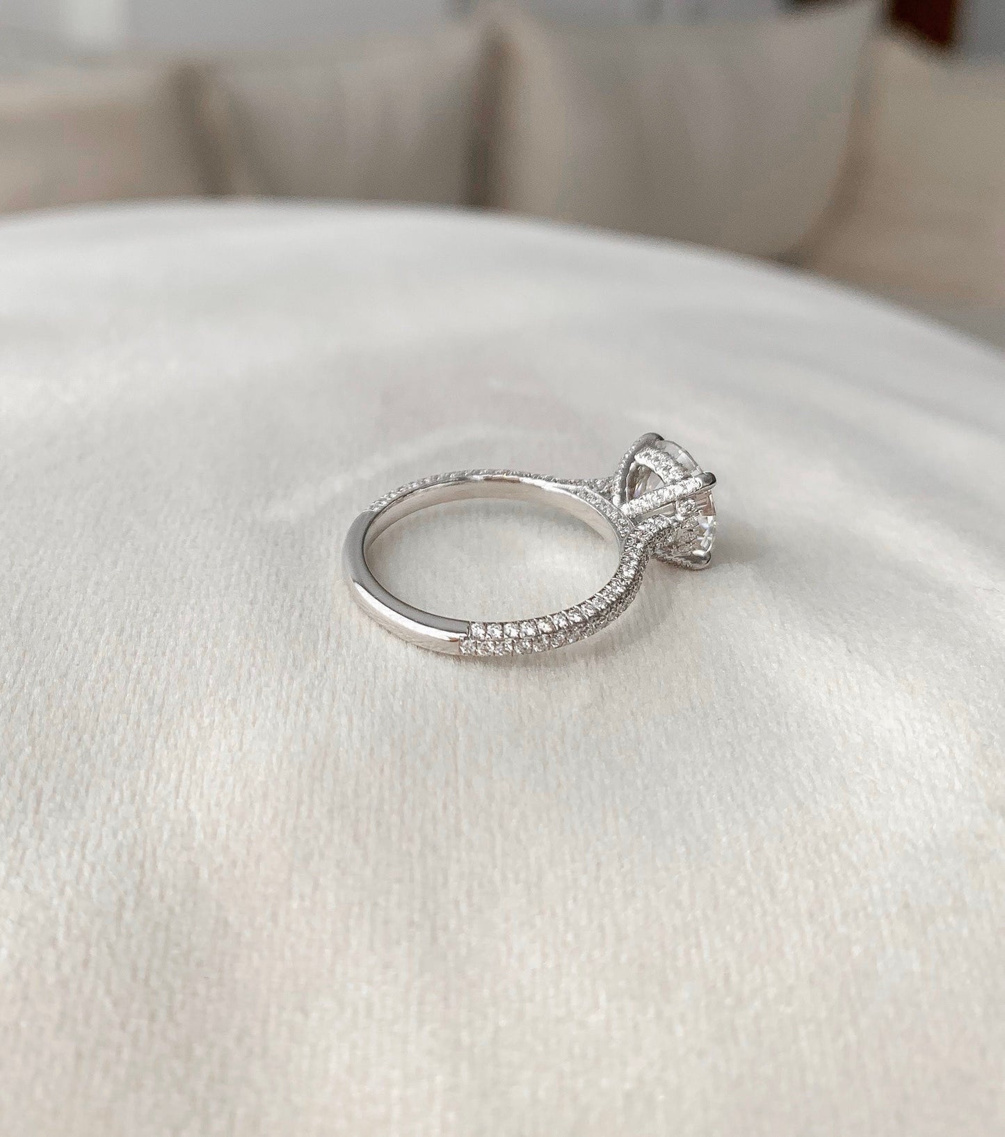 2.50CT Round Cut Hidden Halo Moissanite Diamond Engagement Ring