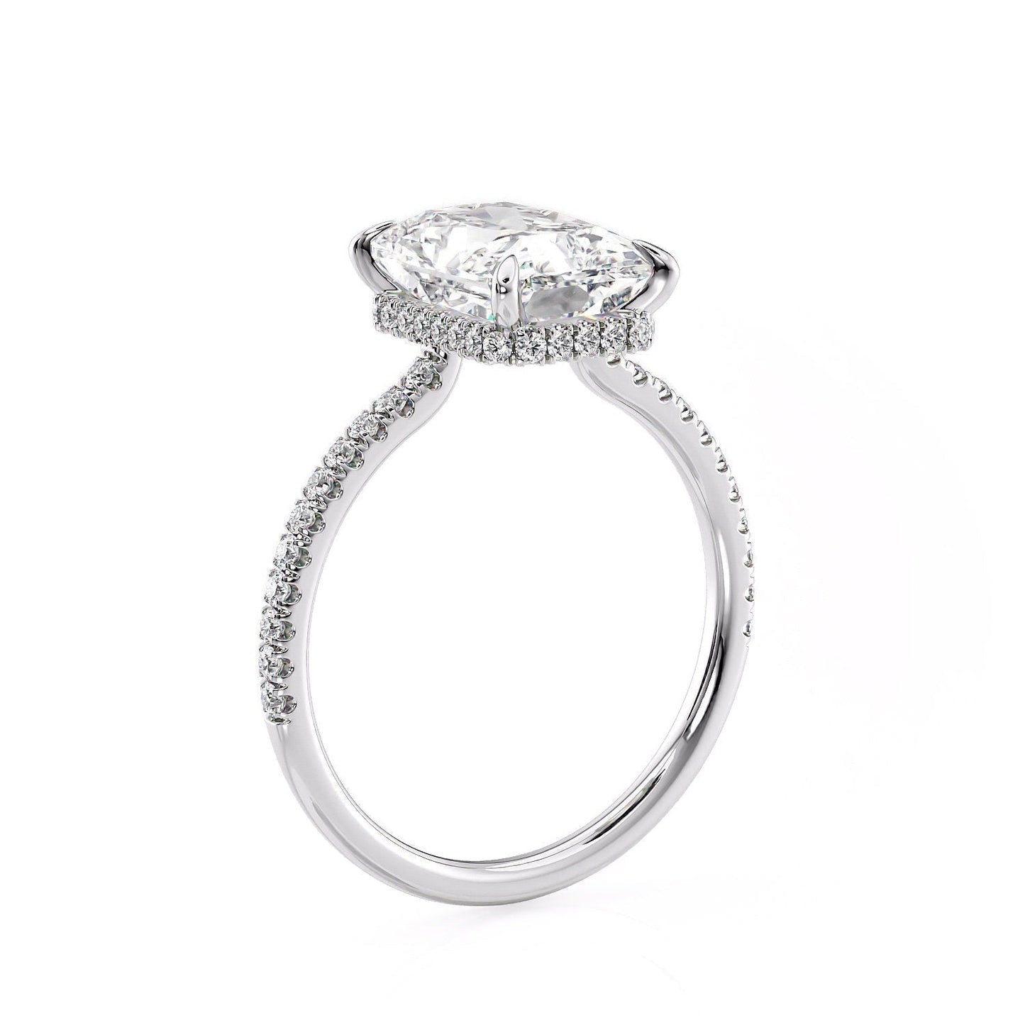 3.50CT Radiant Cut Moissanite Hidden Halo Diamond Engagement Ring