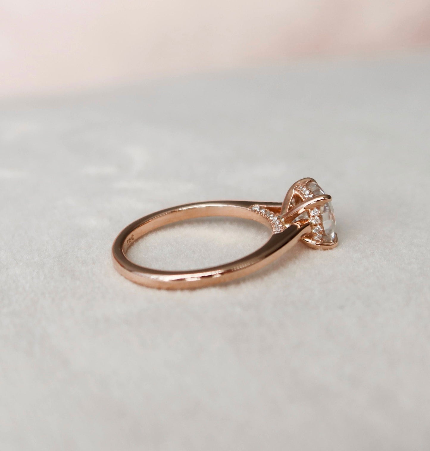 2.0CT Cushion Cut Hidden Halo Moissanite Diamond Engagement Ring