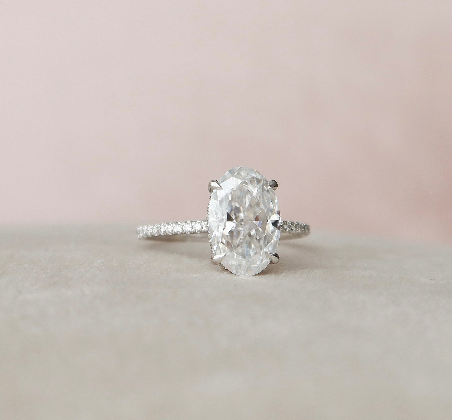3.50CT Oval Cut Moissanite Hidden Halo Engagement Ring