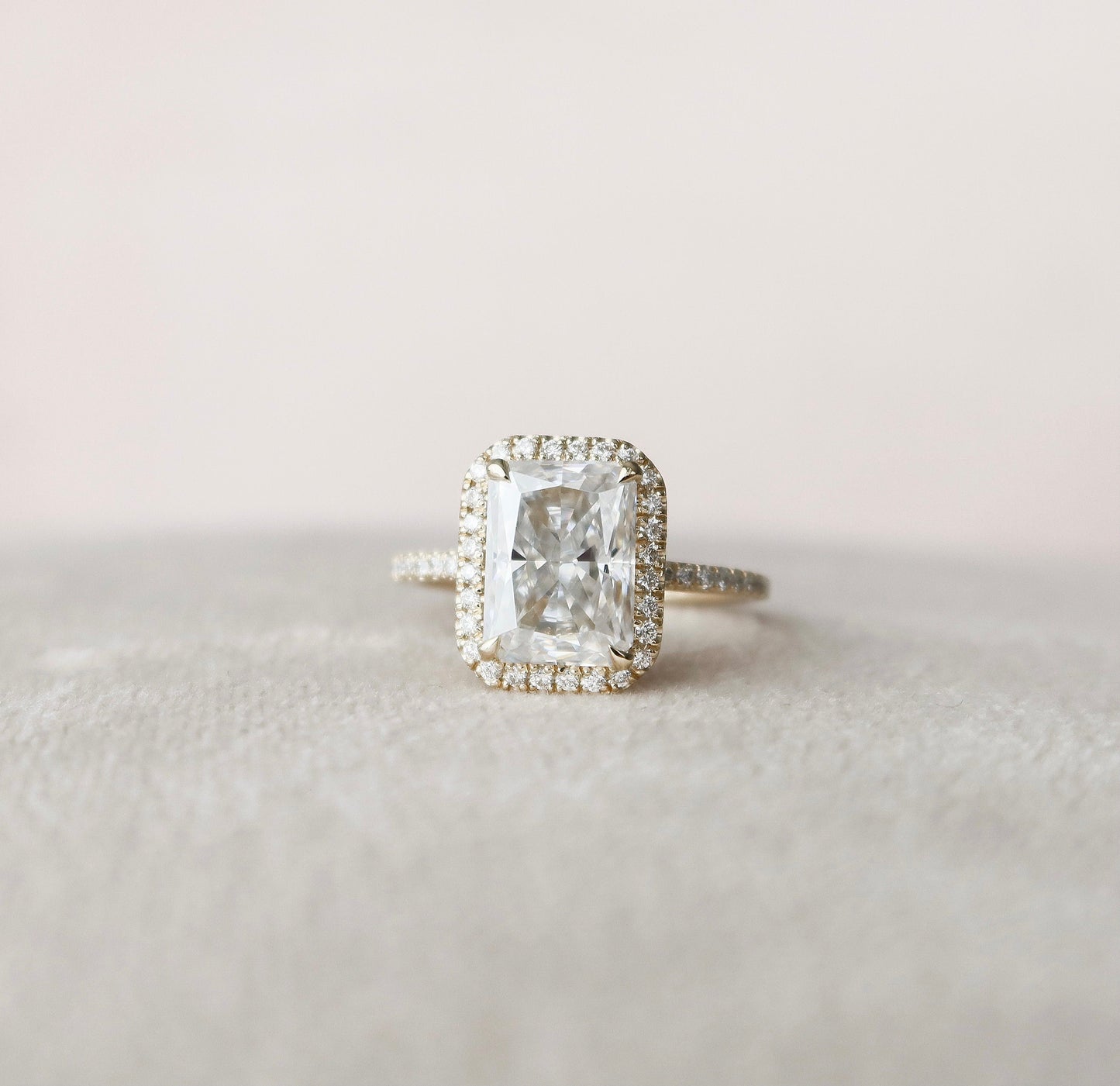 3.50CT Radiant Cut Halo Moissanite Engagement Ring