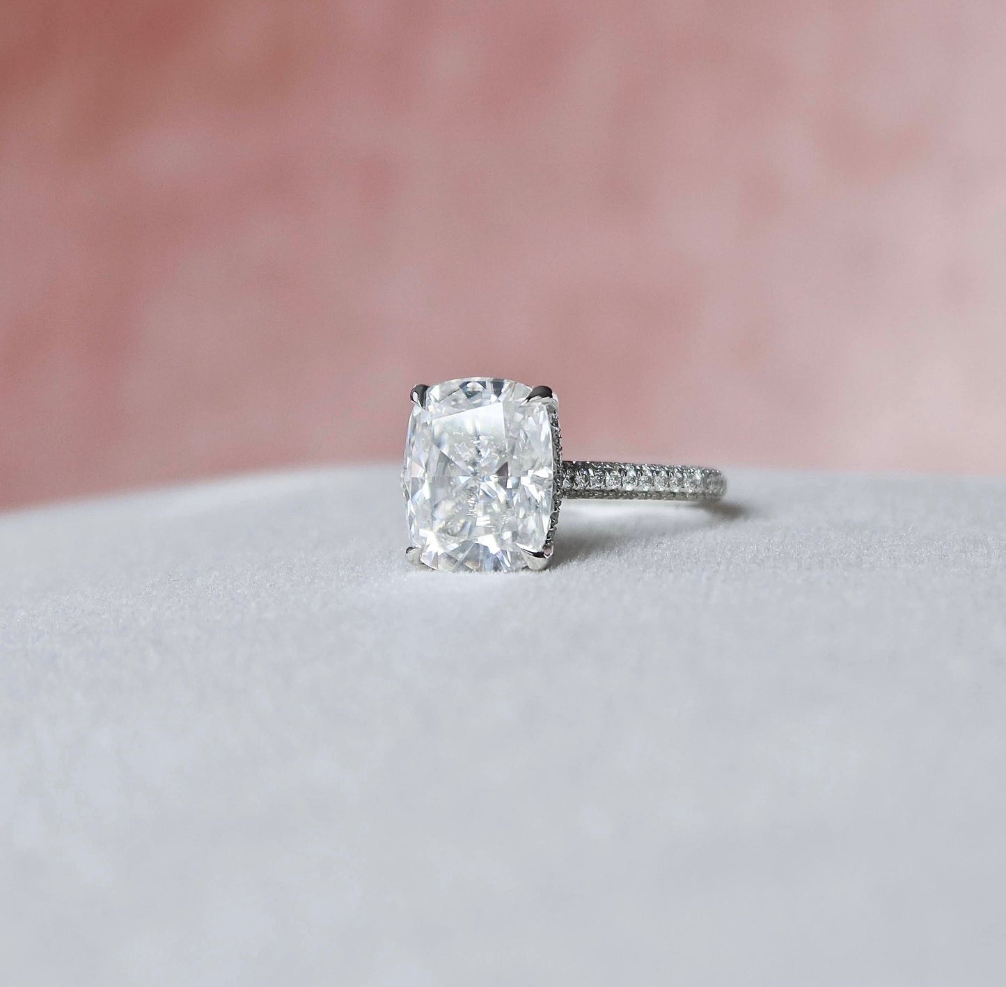 6.0CT Elongated Cushion Cut Halo Moissanite Diamond Pave Engagement Ring