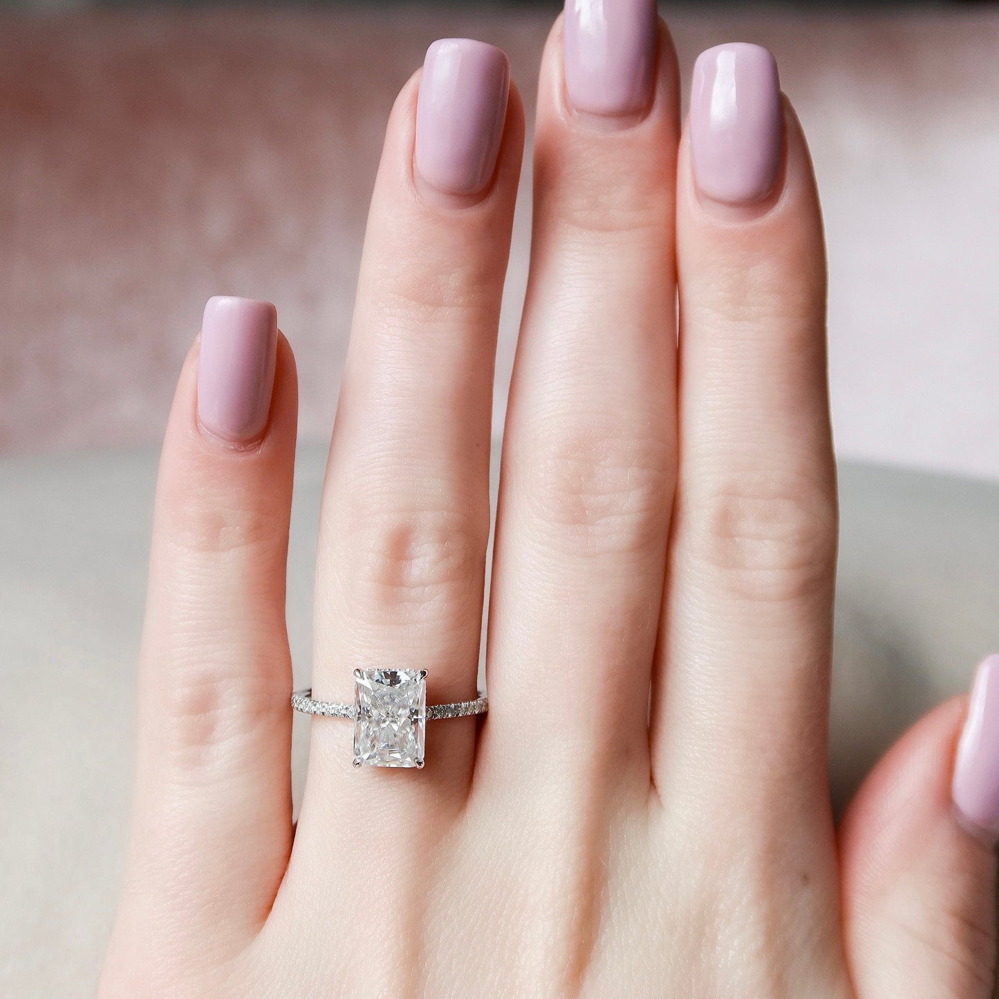 3.50CT Radiant Cut Moissanite Hidden Halo Diamond Engagement Ring