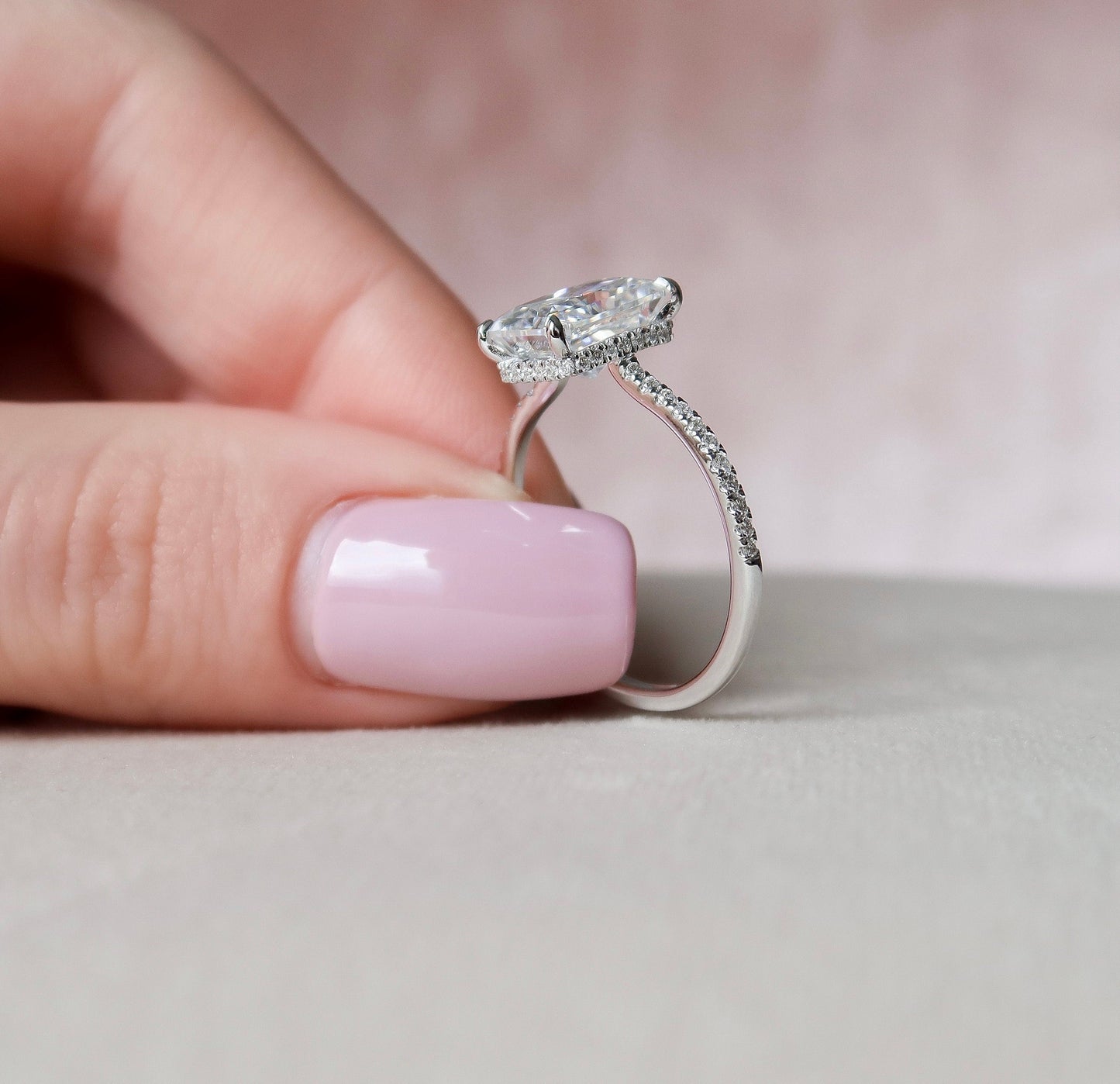 3.50CT Radiant Cut Moissanite Hidden Halo Diamond Engagement Ring
