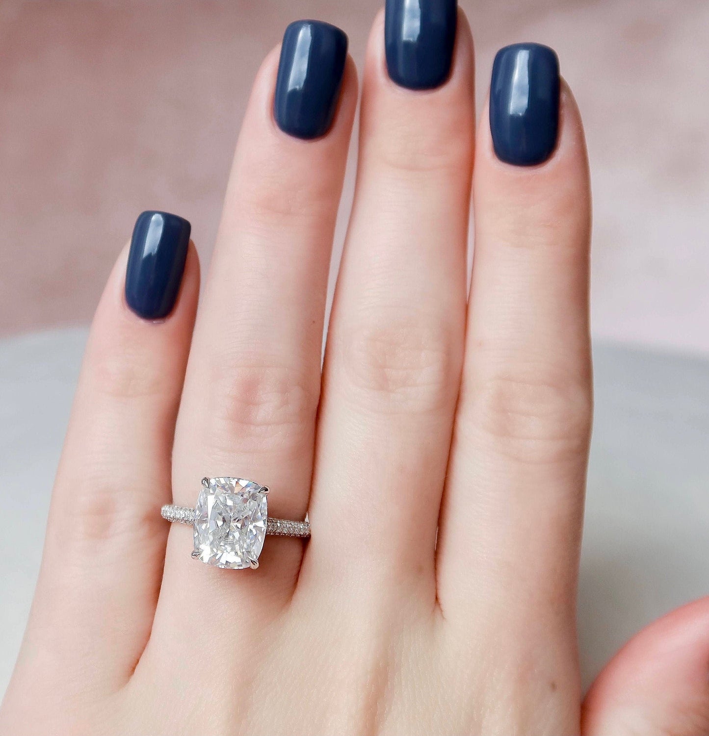 6 CT Cushion Cut Moissanite Engagement Ring