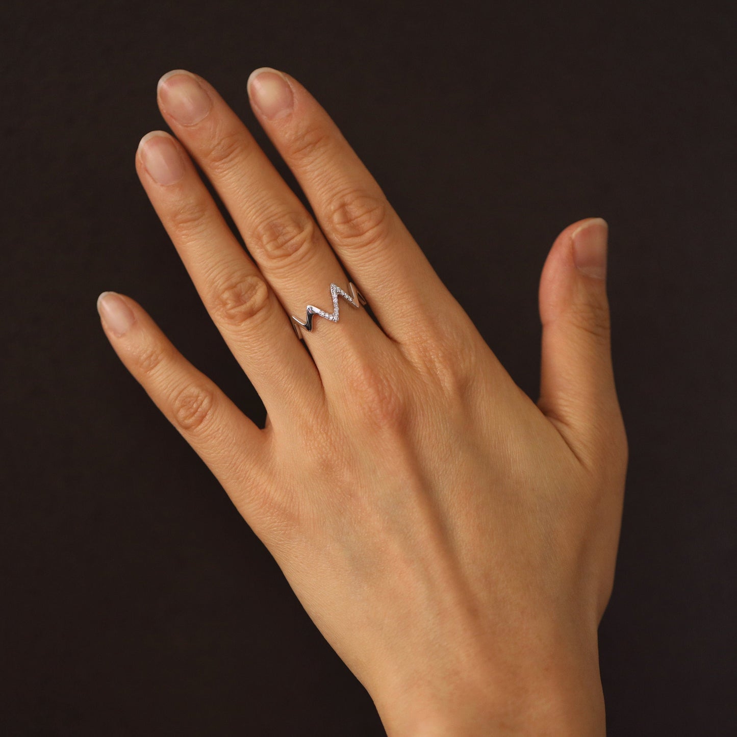 0.16CT Round Zig Zag Moissanite Diamond Wedding Band For Women